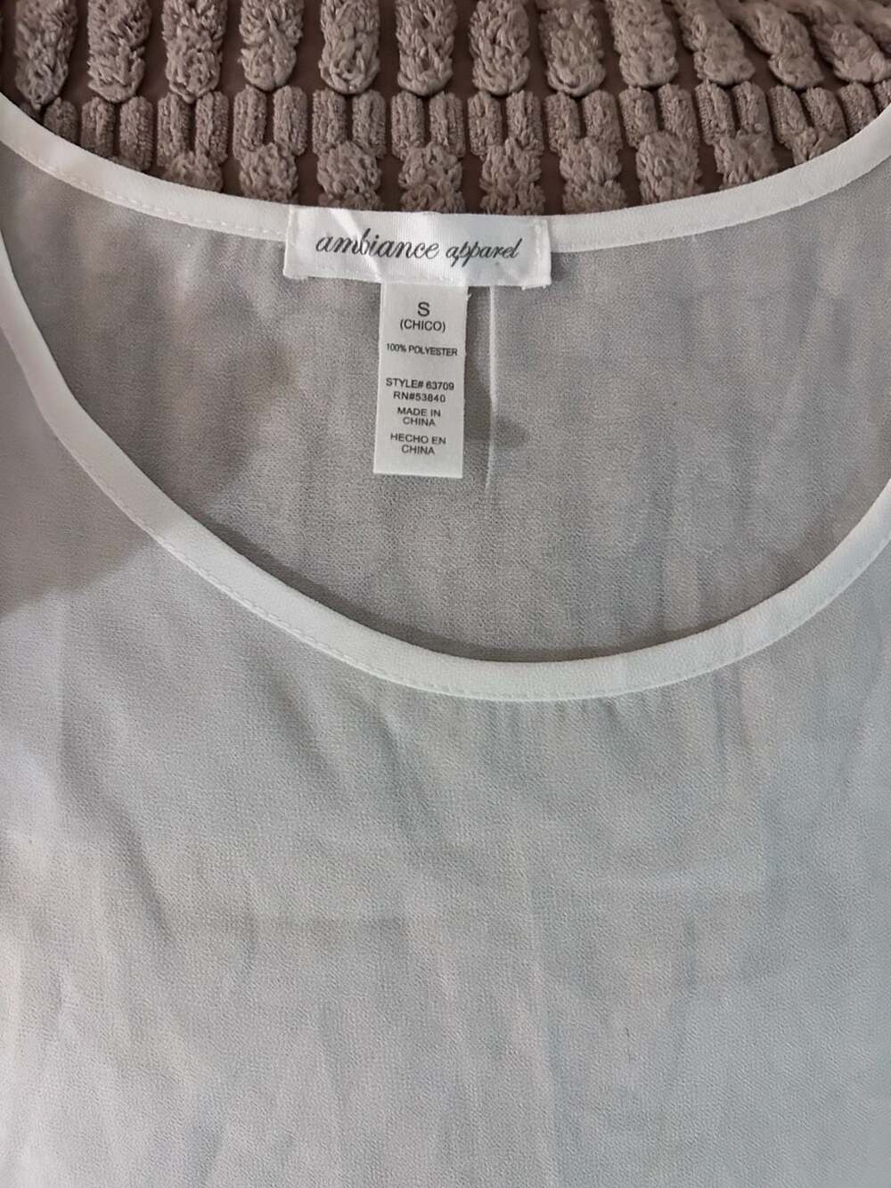 Ambiance Apparel White Sheer Tank Top Style 63709 Small